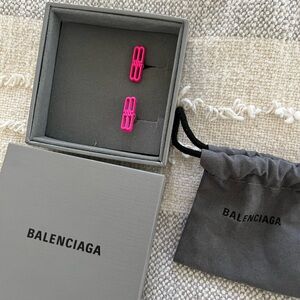 Balenciaga Neon Pink BB Earrings